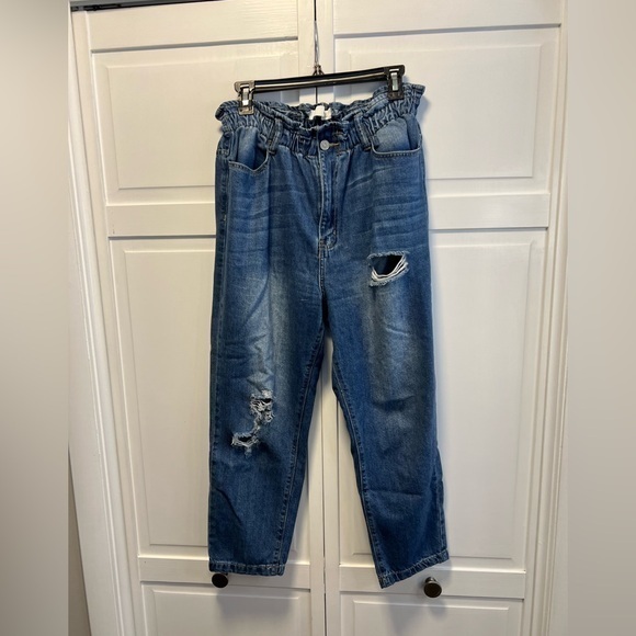 Kancan Paperbag Waist Distressed High Waisted Jeans Size Women’s 9 Color Blue